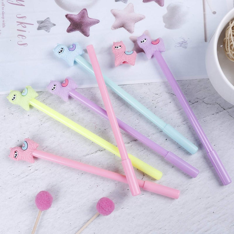 Olgaa 28 Pieces Cartoon Llama Pen Cute Alpaca Gel Pen,4 Colors for School Office Supplies Kids Gifts, Black Ink, 0.5mm Ball Point - Image 5